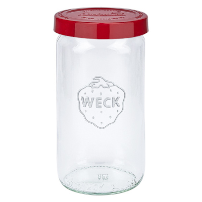 Zylinderglas mit rotem Silikondeckel WECK Zylinderglas RR60 mit rotem Silikondeckel